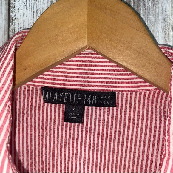 Lafayette 148 Striped Button Blouse - Picture 5 of 5